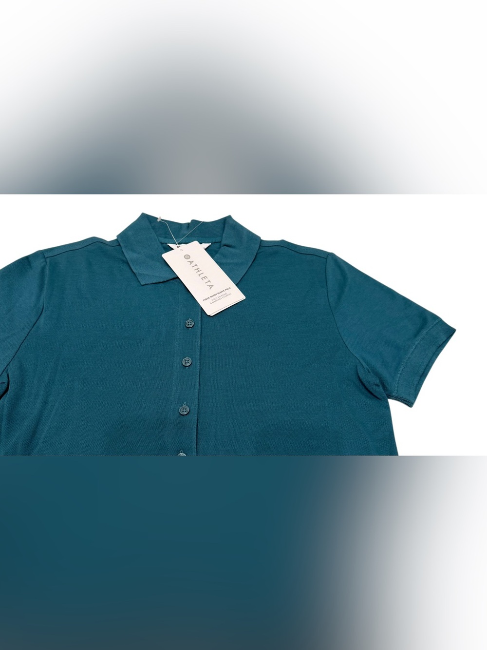 Athleta Pique Polo Shirt Women's S Short Sleeve 5 Button Golf Tennis NWT